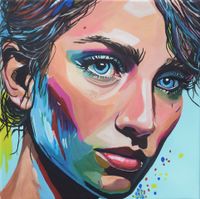 Pop art Kunst kaufen - faszinierendes farbenfrohes Gesicht