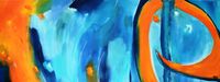 XXL Kunst Bild modern blau Türkis orange - Abstrakt Nr.1143 -